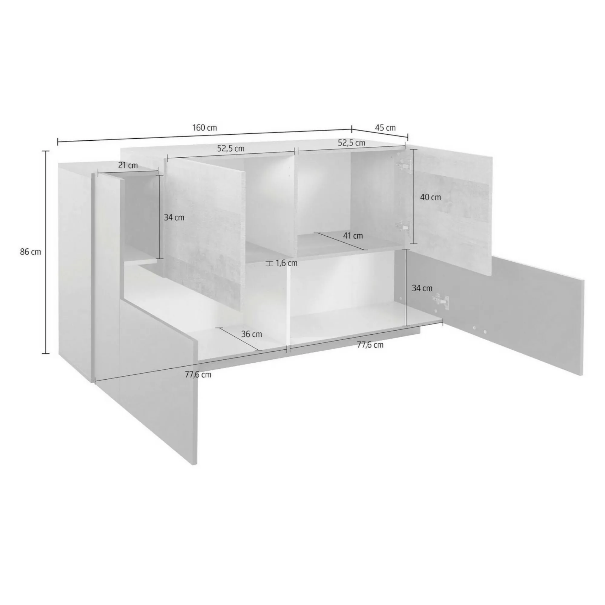 Credenza Muscari, cm 160x45h86,<Dmora Best Sale