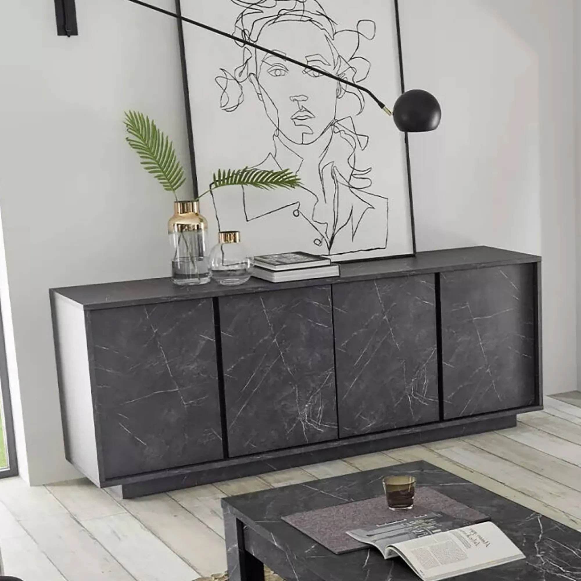 Credenza Nika, 180x43 h79 cm,<Dmora Outlet