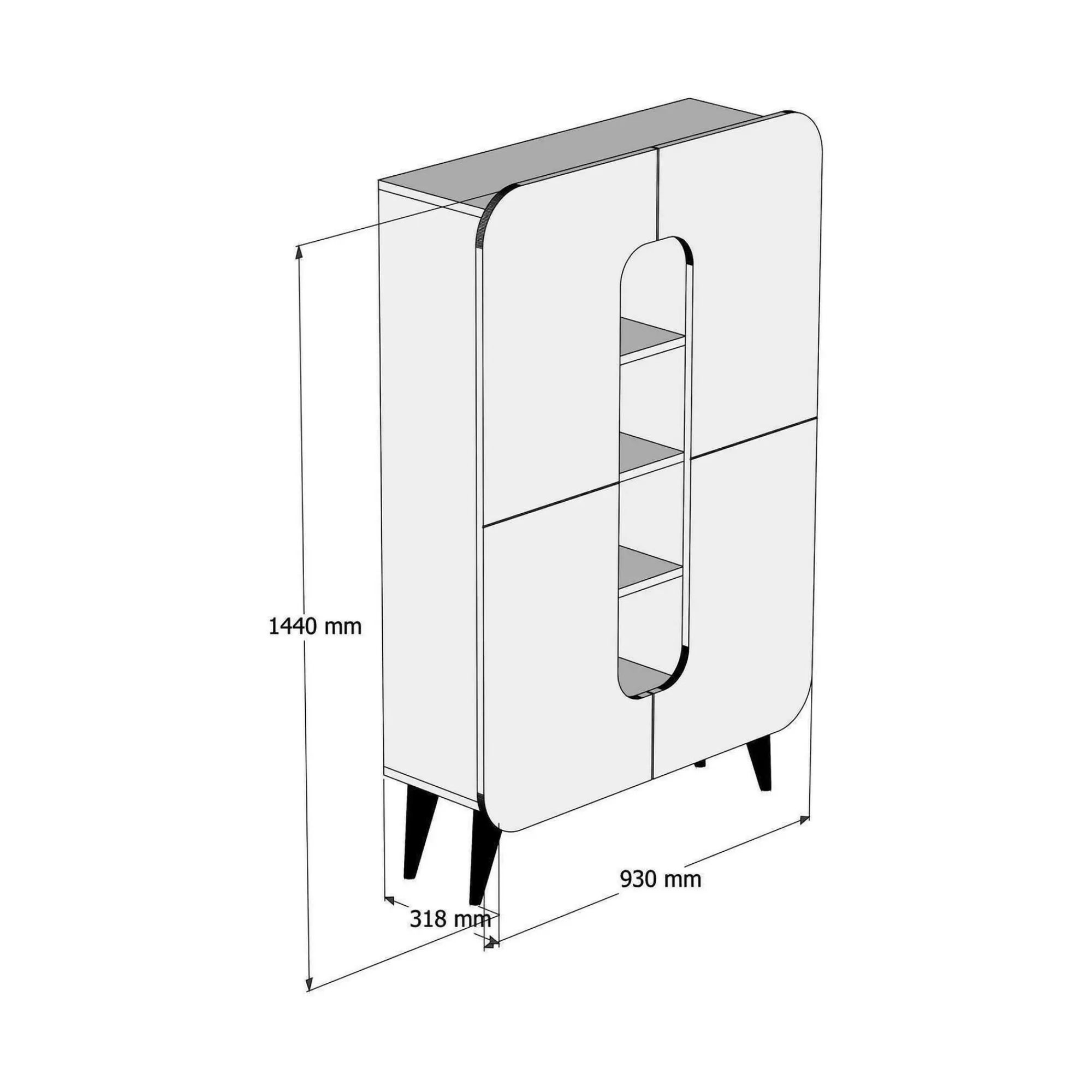 Credenza Novella, 93x32h144 cm, Noce e Bianco<Dmora Clearance