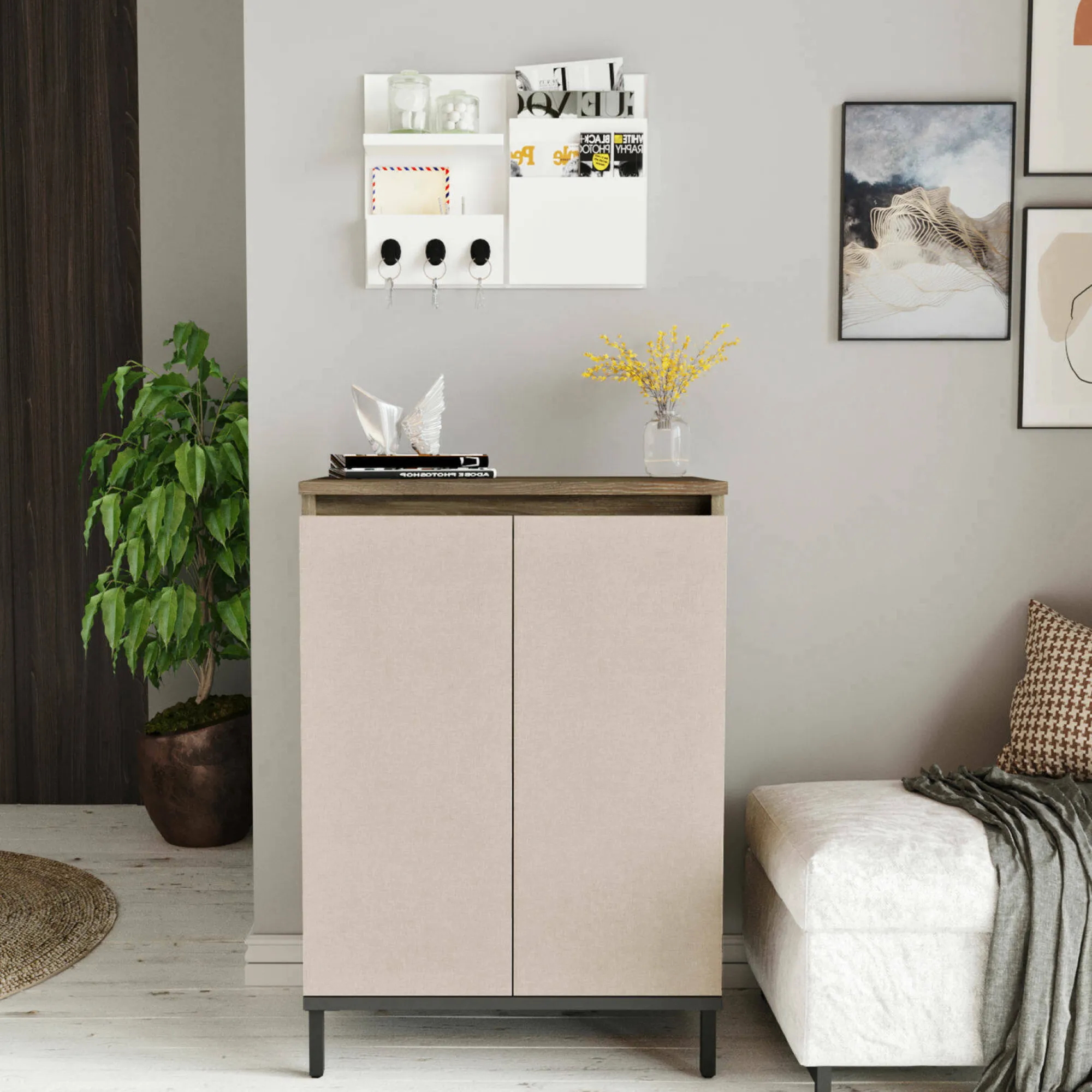 Credenza Phailin, 60x36 h86 cm, Marrone e Antracite<Dmora Cheap