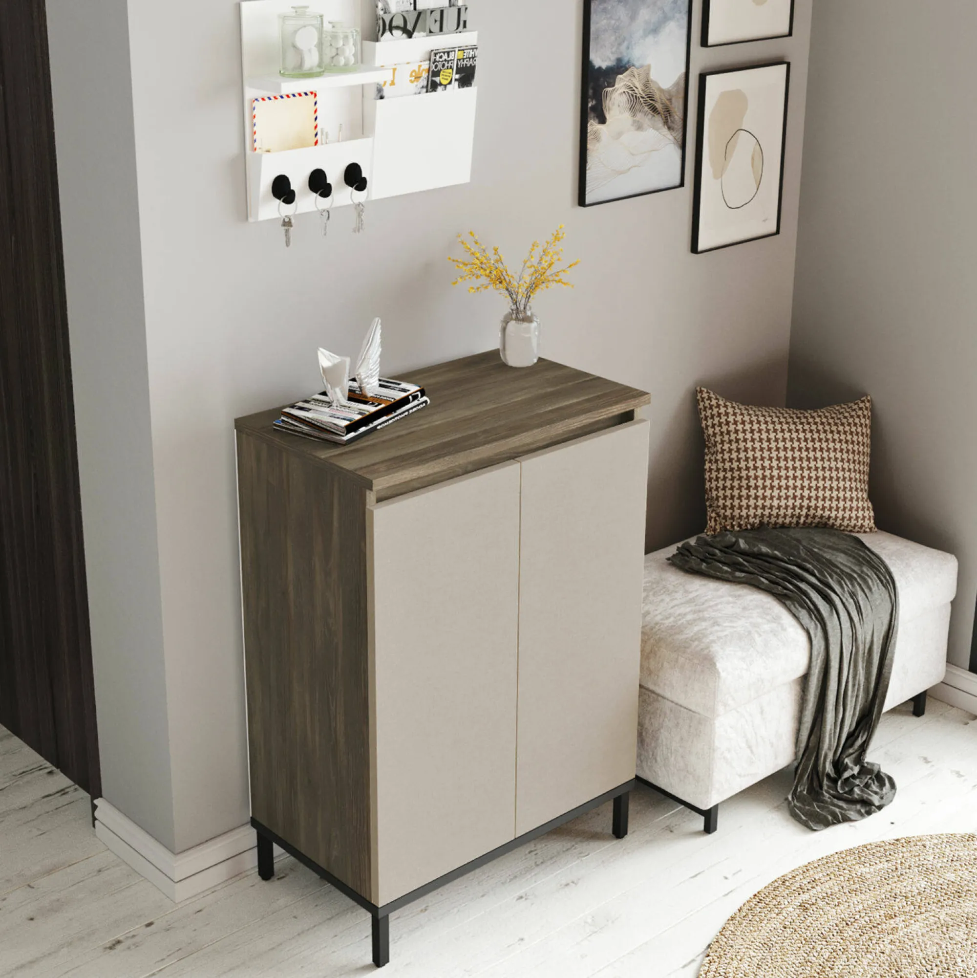 Credenza Phailin, 60x36 h86 cm, Marrone e Antracite<Dmora Cheap