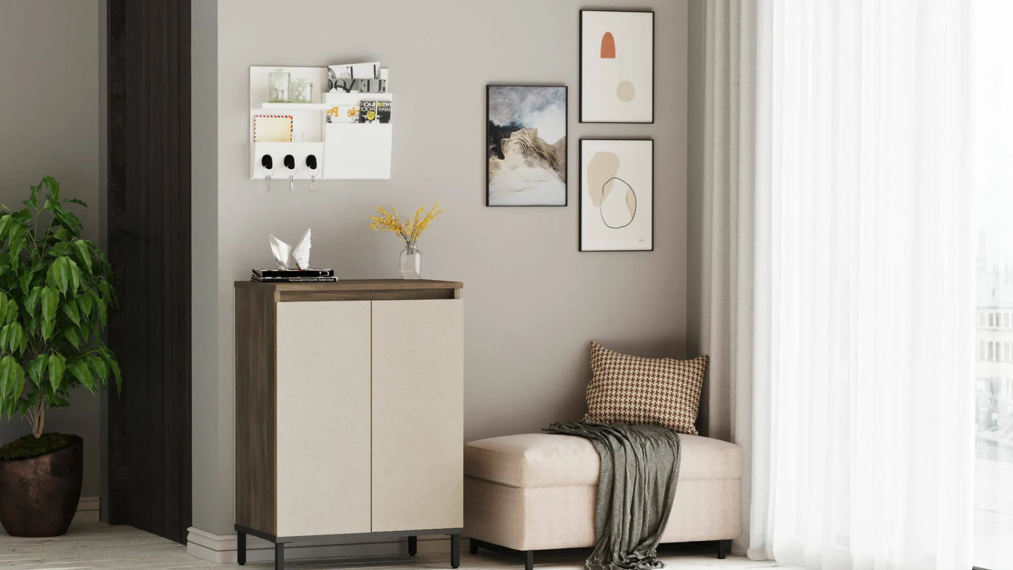 Credenza Phailin, 60x36 h86 cm, Marrone e Antracite<Dmora Cheap