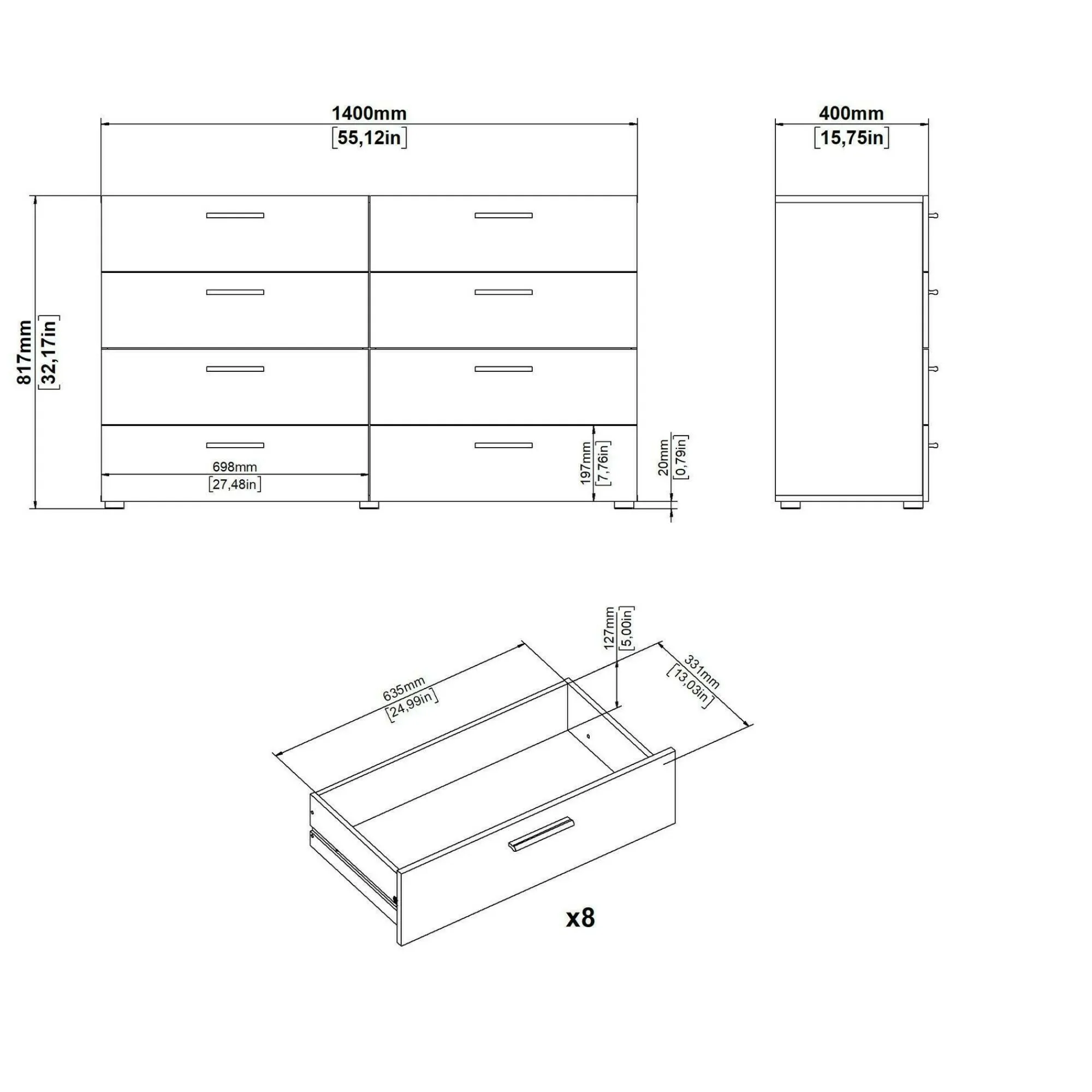 Credenza Phethai, 40x140 h82 cm,<Dmora Sale