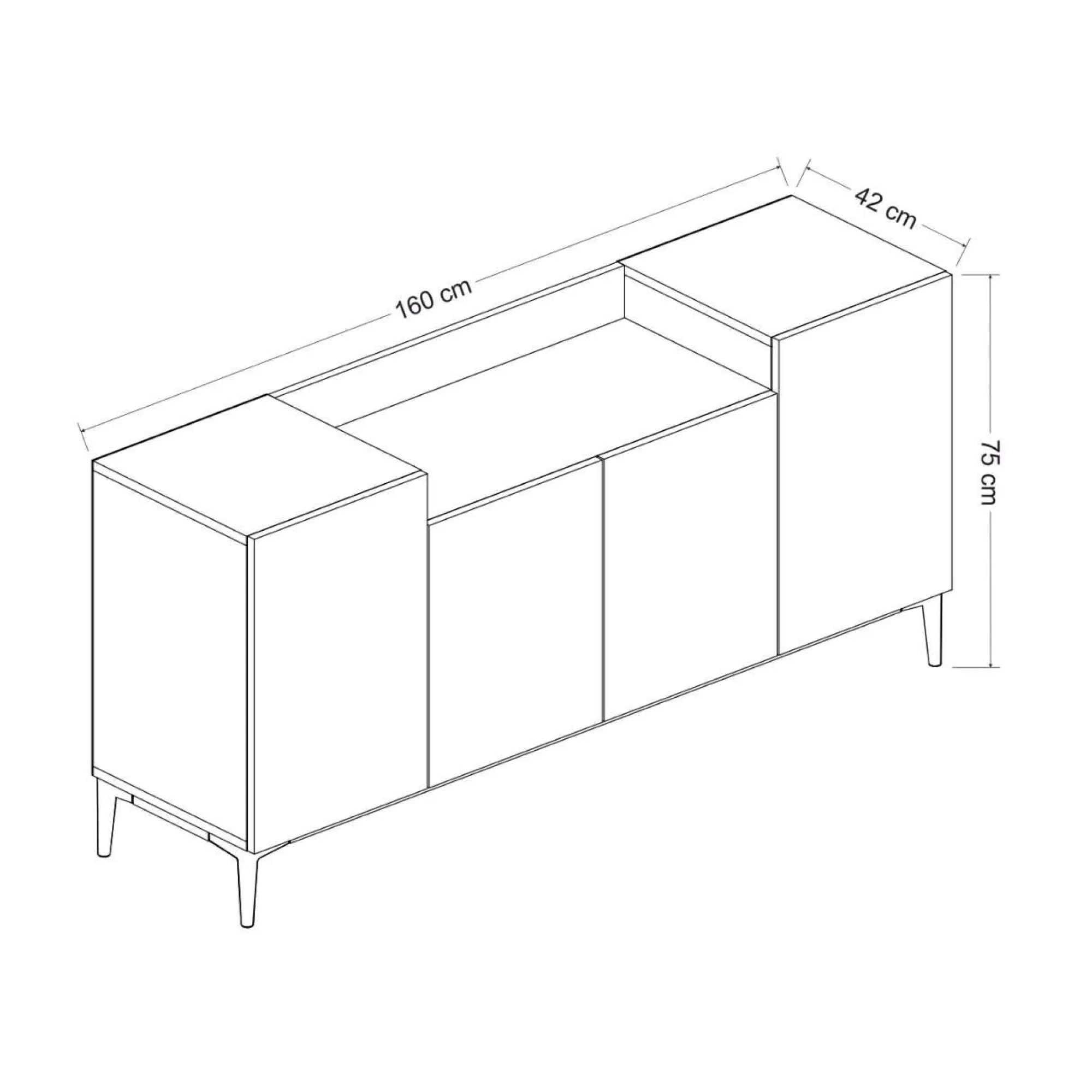 Credenza Picea, 160x42 h75 cm,<Dmora Best Sale