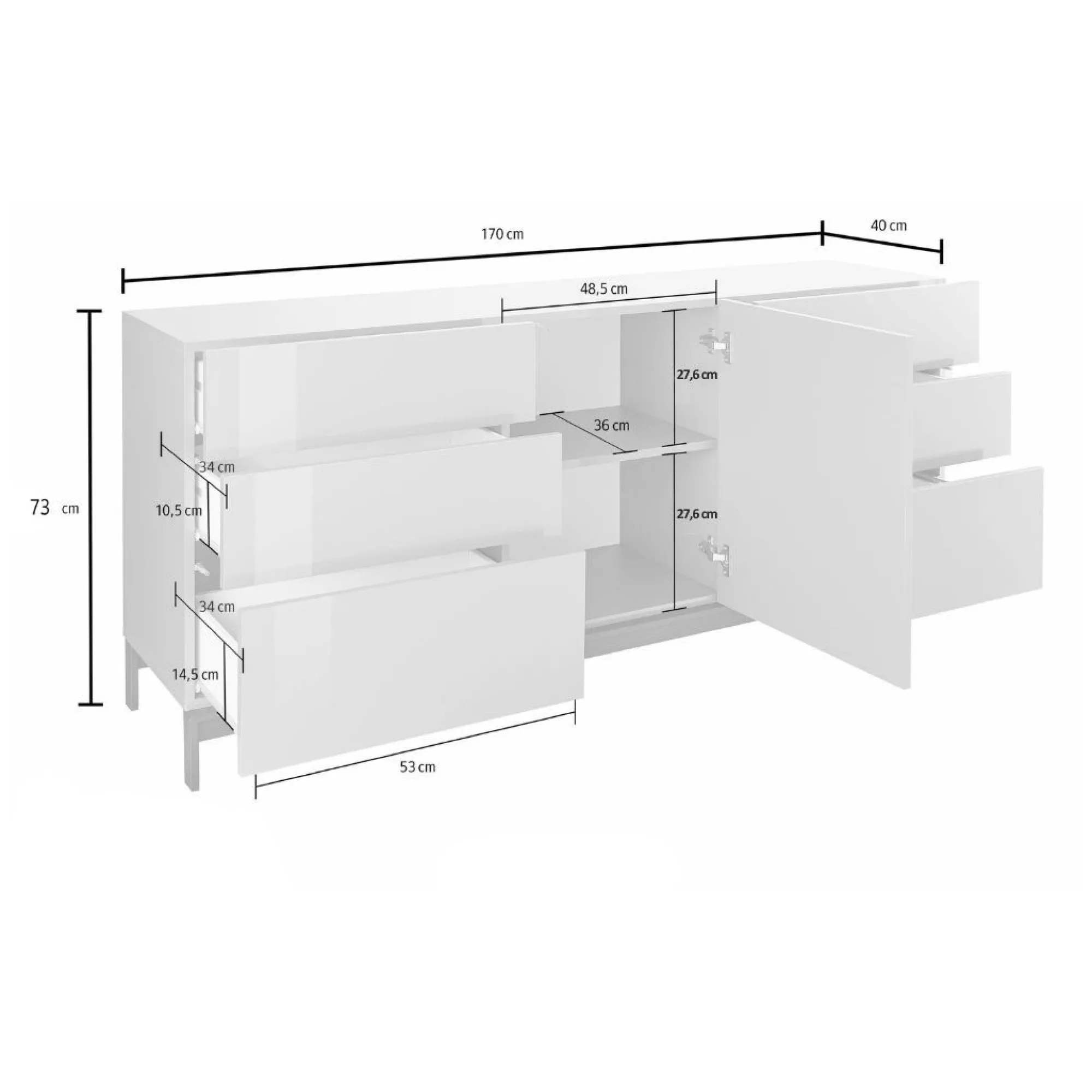 Credenza Pirite, cm 170x40h47,<Dmora Online
