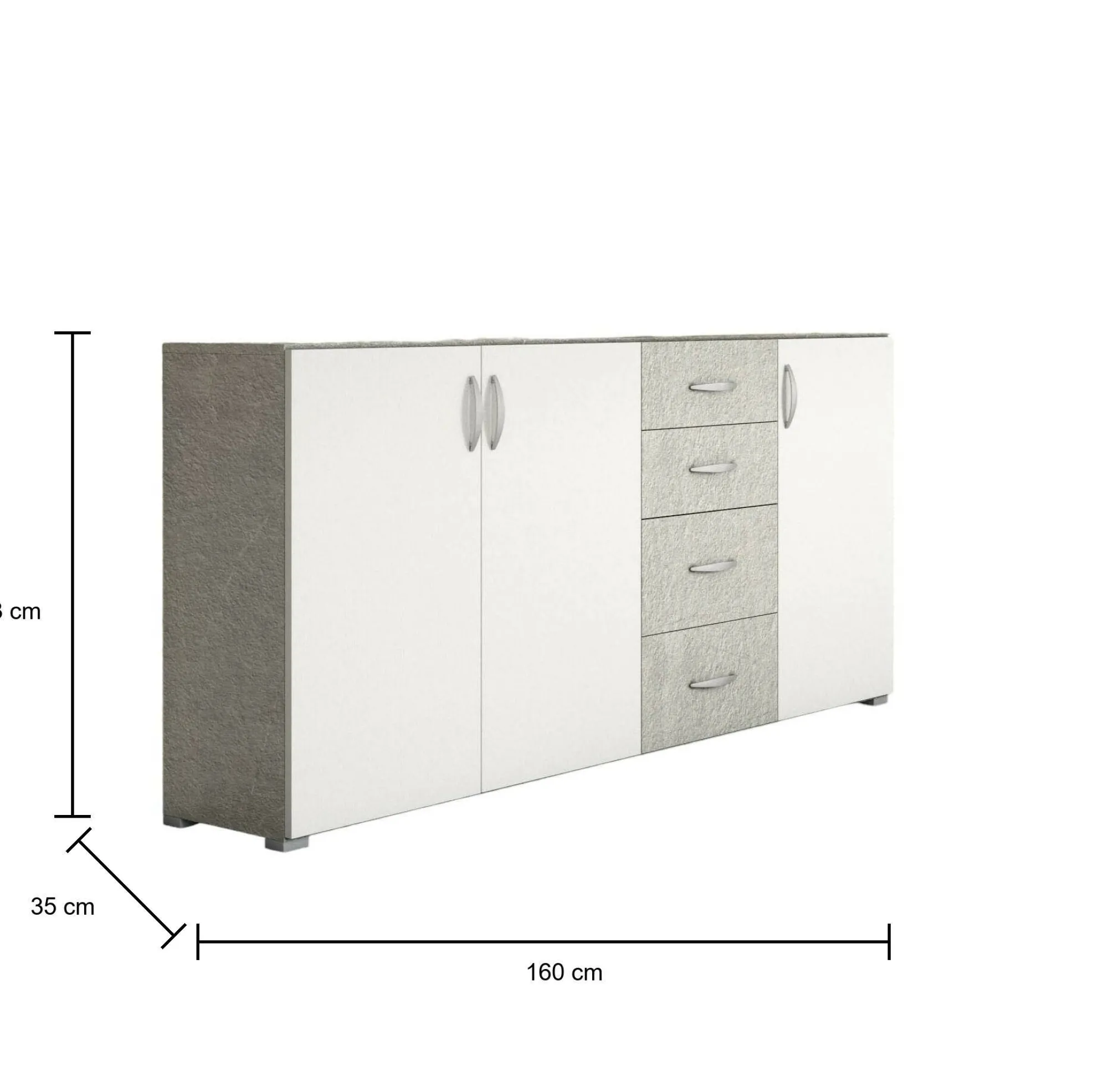 Credenza Talas, 160x35h83 cm, Bianco e Cemento<Dmora Best Sale