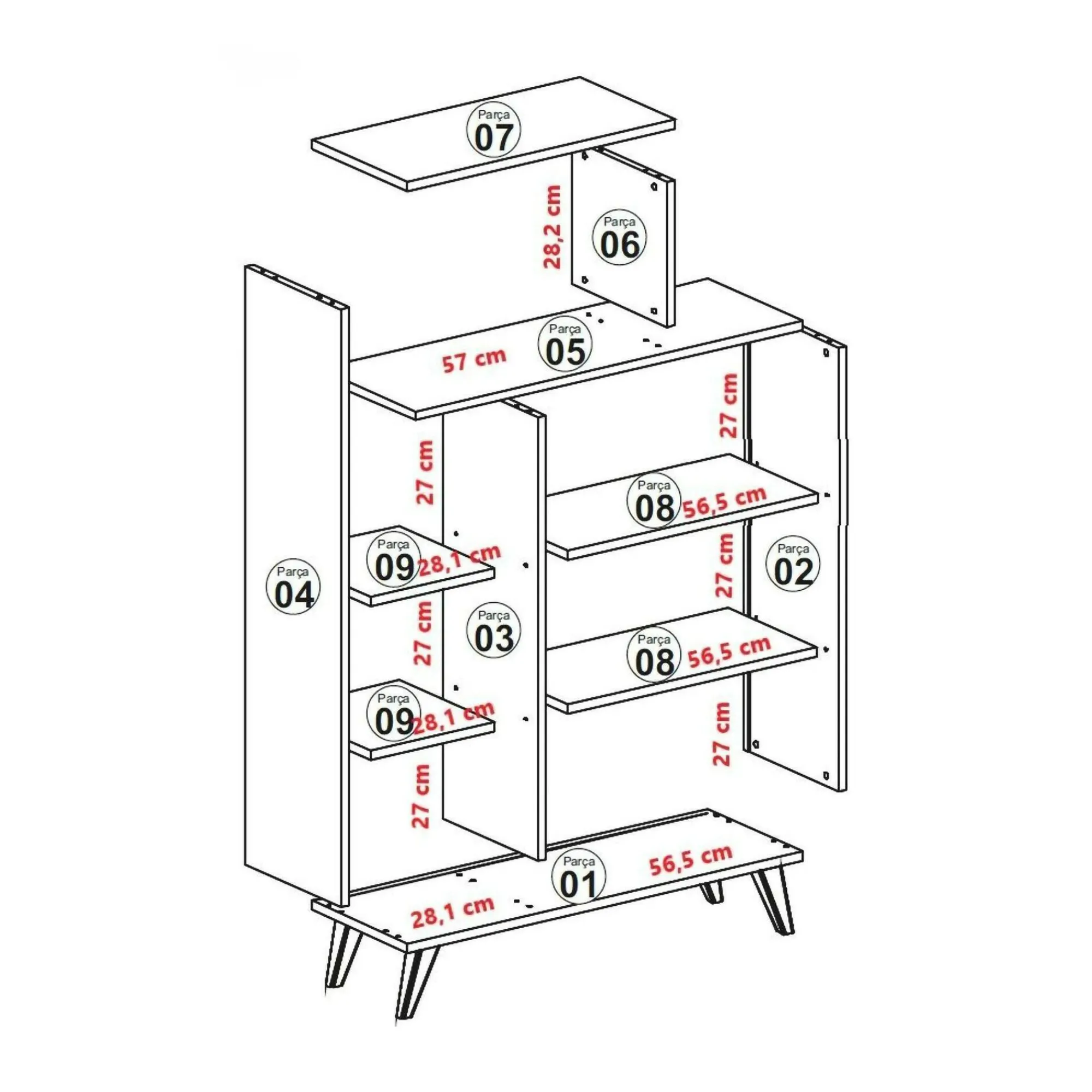Credenza Tormalina, 90x32h132 cm,<Dmora Shop