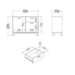 Credenza Tulo, 39x99 h73 cm, Rovere e Bianco<Dmora New