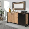 Credenza Yvonne, 140x45h80 cm, Quercia e Nero<Dmora New