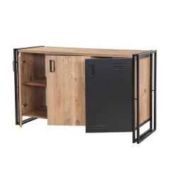Credenza Yvonne, 140x45h80 cm, Quercia e Nero<Dmora New
