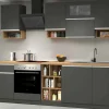 Cucina completa Attiko, 255x60h85 cm, Antracite e Rovere<Dmora Online