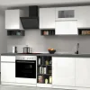 Cucina completa Attiko, 255x60h85 cm, Bianco lucido e Ardesia<Dmora Best Sale