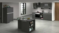 Cucina completa Attiko, 255x60h85 cm, Antracite e Ardesia<Dmora Fashion