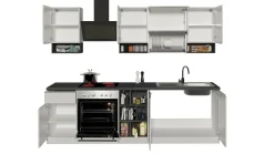 Cucina completa Attiko, 255x60h85 cm, Bianco lucido e Ardesia<Dmora Best Sale
