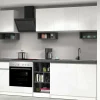 Cucina completa Attimis, 255x60h85 cm, Bianco lucido e Ardesia<Dmora Cheap