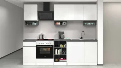 Cucina completa Attimis, 255x60h85 cm, Bianco lucido e Ardesia<Dmora Cheap