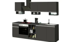 Cucina completa Attimis, 255x60h85 cm, Antracite e Ardesia<Dmora Sale
