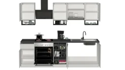 Cucina completa Attimis, 255x60h85 cm, Bianco lucido e Ardesia<Dmora Cheap