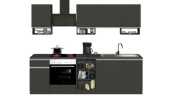 Cucina completa Attimis, 255x60h85 cm, Antracite e Ardesia<Dmora Sale