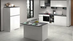 Cucina completa Balme, 100% Made in Italy, Bianco lucido e Ardesia<Dmora Sale