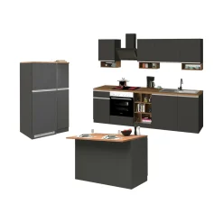Cucina completa Danderso, 100% Made in Italy, Antracite e Rovere<Dmora Online