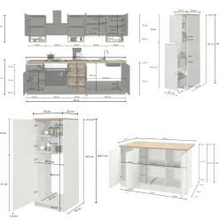 Cucina completa Danderso, 100% Made in Italy, Antracite e Rovere<Dmora Online