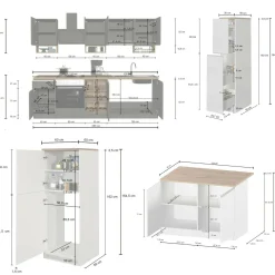 Cucina completa Danderso, 100% Made in Italy, Antracite e Rovere<Dmora Online