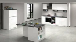 Cucina completa Dantenucc, 100% Made in Italy, Bianco lucido e Ardesia<Dmora Cheap