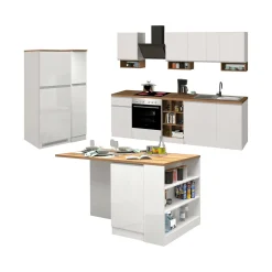 Cucina completa Daquilant, 100% Made in Italy, Bianco lucido e Rovere<Dmora Flash Sale