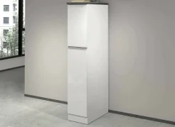 Dispensa da cucina Atrax, 30x60h165 cm, Bianco lucido e Ardesia<Dmora Discount