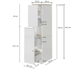 Dispensa da cucina Atrax, 30x60h165 cm, Bianco lucido e Ardesia<Dmora Discount
