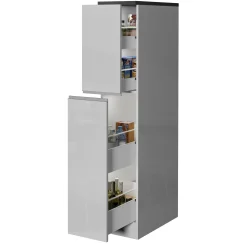 Dispensa da cucina Atrax, 30x60h165 cm, Bianco lucido e Ardesia<Dmora Discount