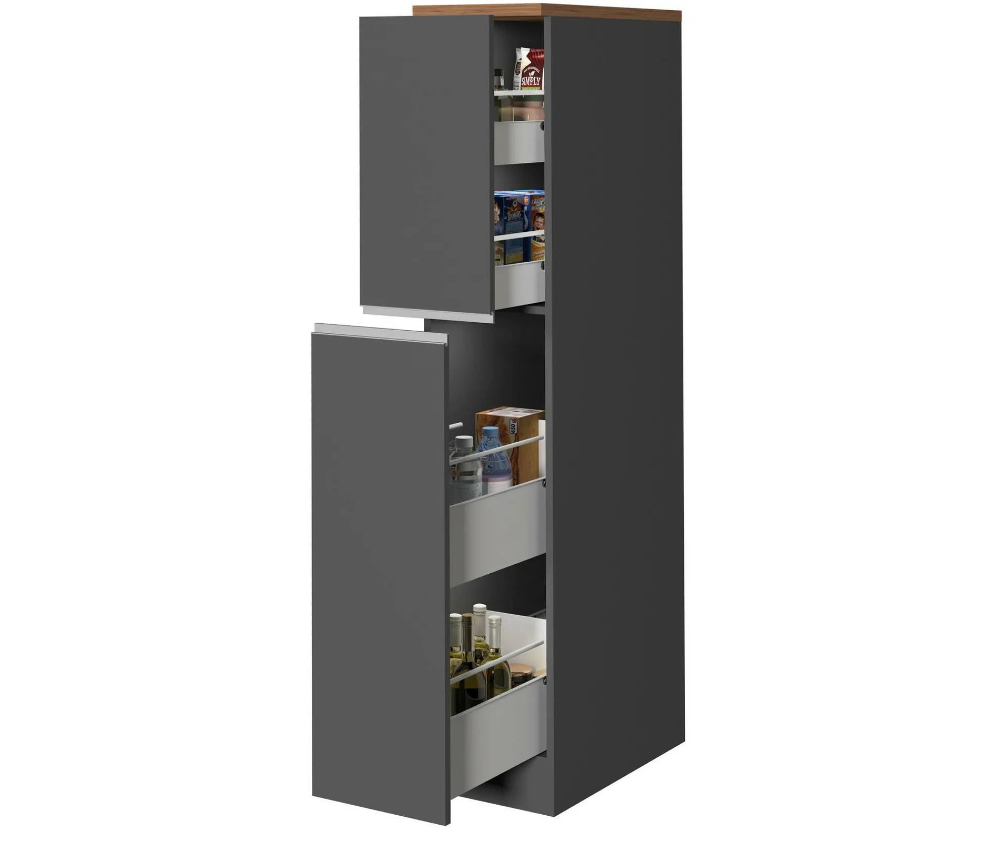 Dispensa da cucina Atrax, 30x60h165 cm, Antracite e Rovere<Dmora New
