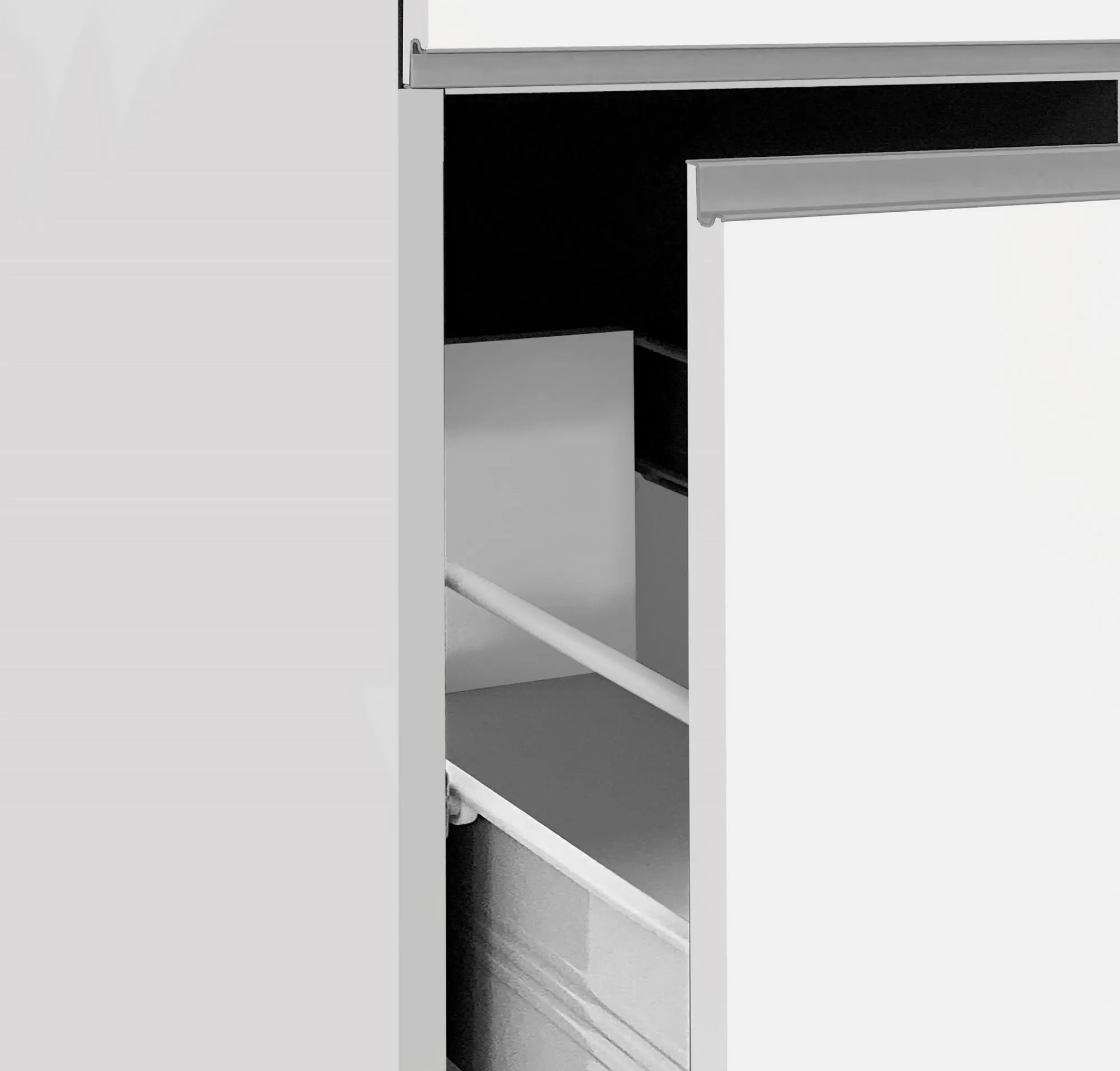 Dispensa da cucina Atrax, 30x60h165 cm, Bianco lucido e Ardesia<Dmora Discount