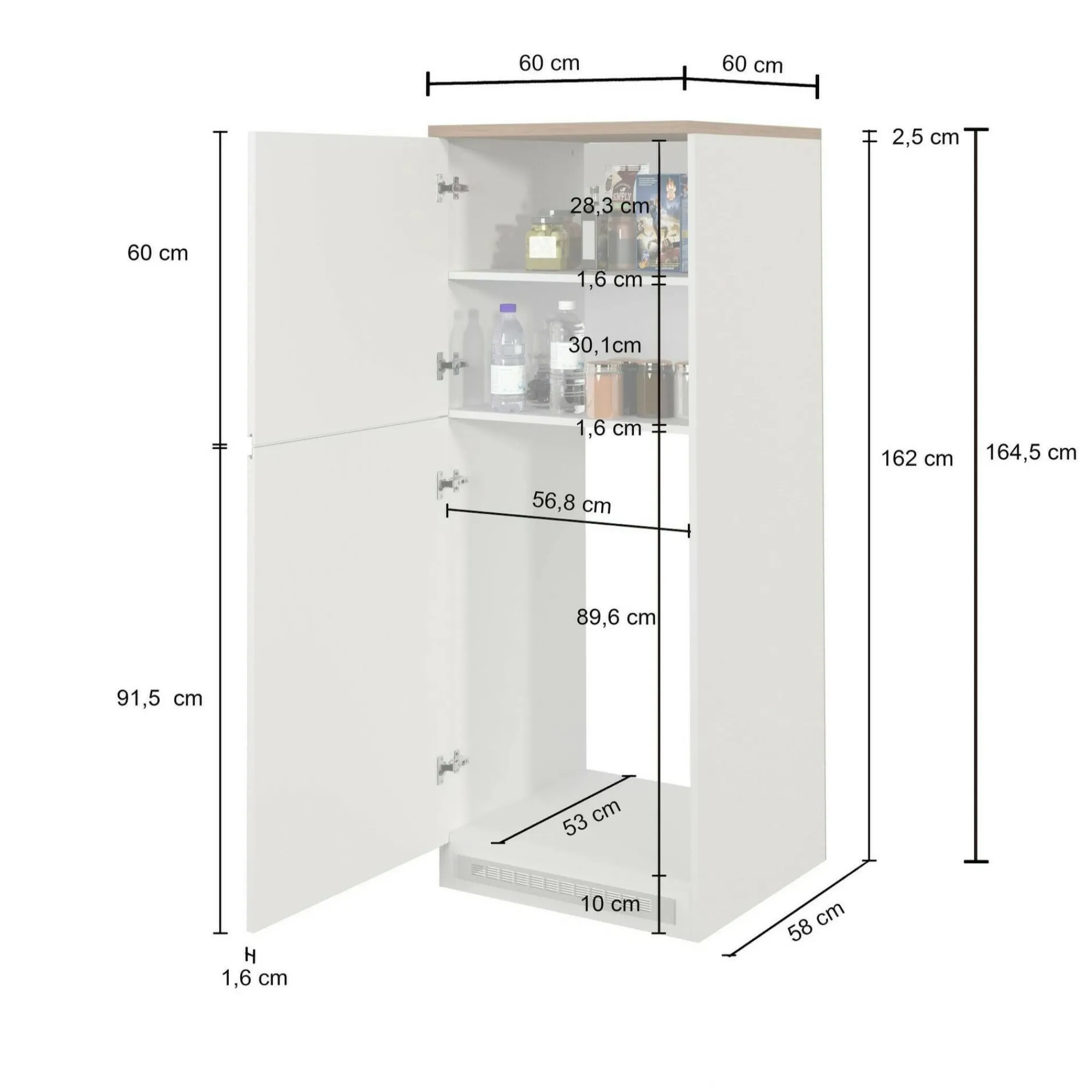 Dispensa da cucina Dcasasol, 60x60h165 cm, Antracite e Rovere<Dmora Flash Sale