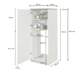 Dispensa da cucina Dcasasol, 60x60h165 cm, Bianco lucido e Ardesia<Dmora Best