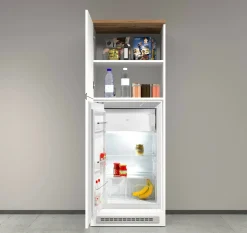 Dispensa da cucina Dcasasol, 60x60h165 cm, Bianco lucido e Rovere<Dmora Clearance
