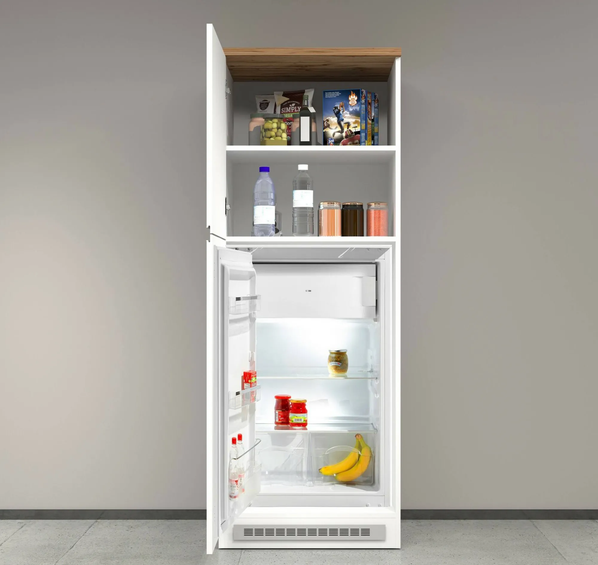 Dispensa da cucina Dcasasol, 60x60h165 cm, Bianco lucido e Rovere<Dmora Clearance