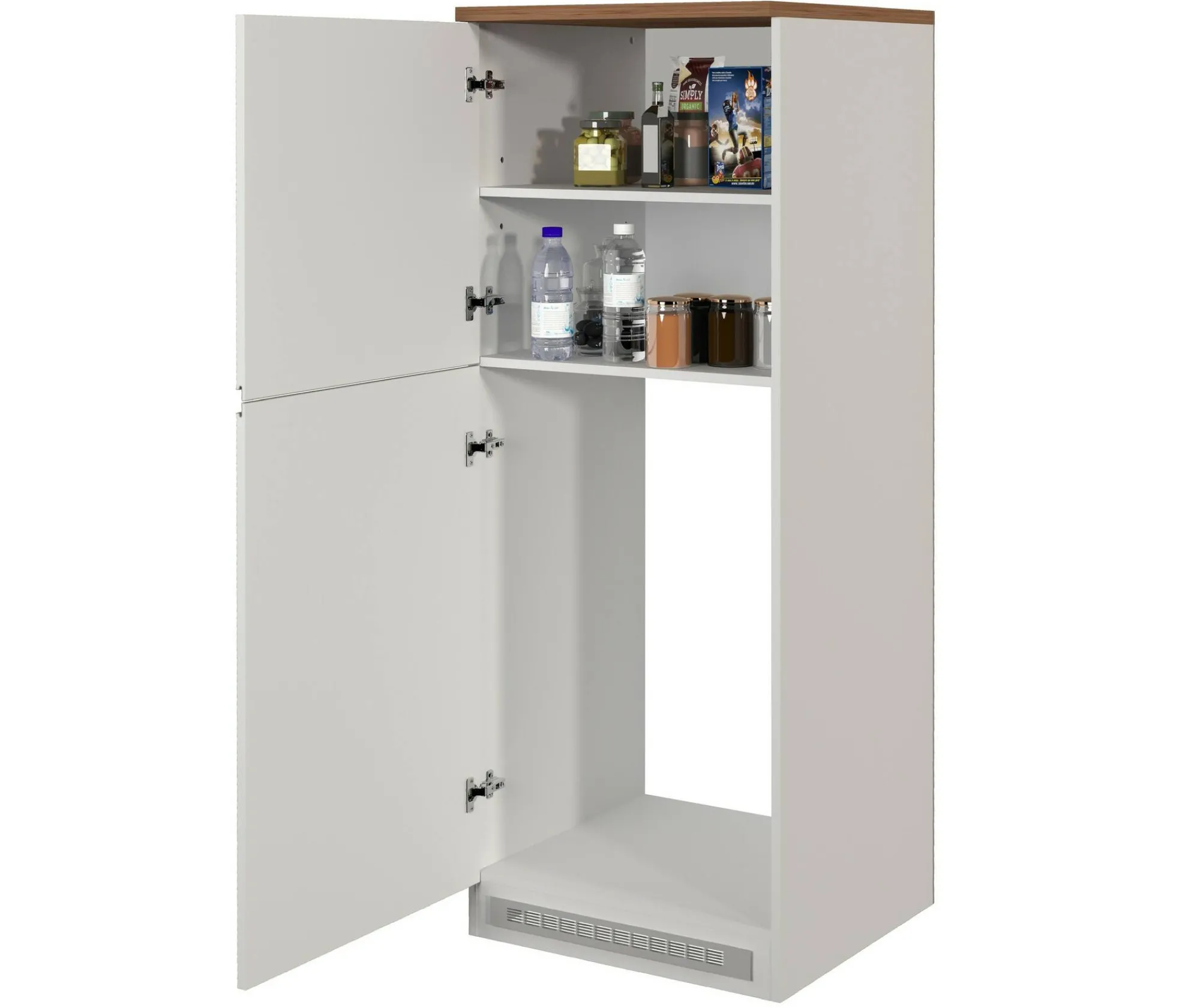 Dispensa da cucina Dcasasol, 60x60h165 cm, Bianco lucido e Rovere<Dmora Clearance