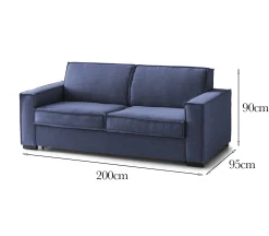Divano fisso 3 posti Abernathy, Cm 200x95h90,<Dmora Fashion