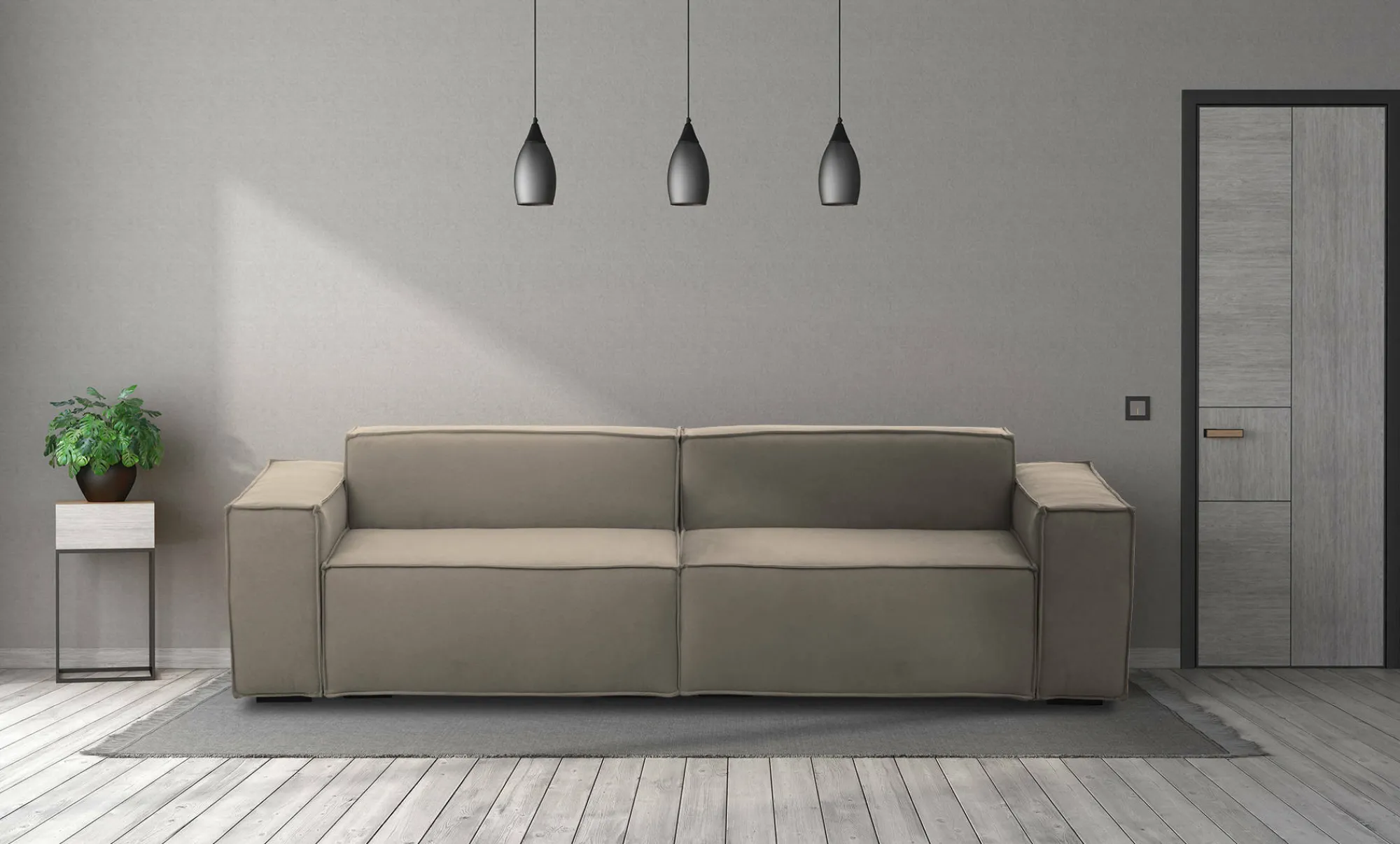Divano fisso 3 posti Argo, Cm 260x95h70,<Dmora Store