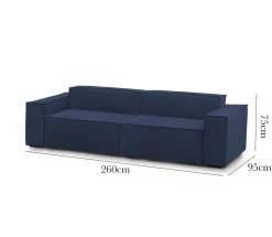 Divano fisso 3 posti Argo, Cm 260x95h70,<Dmora Shop