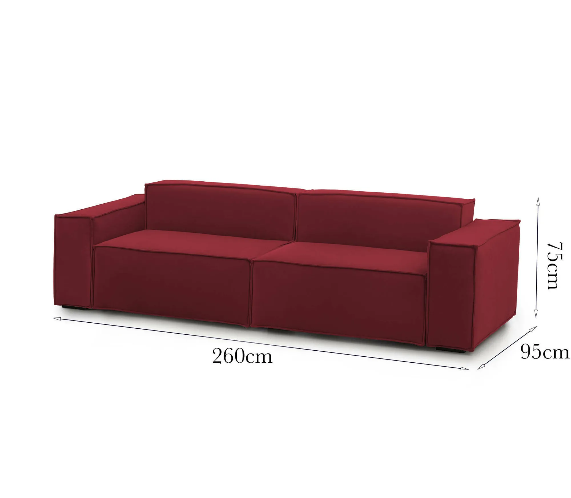 Divano fisso 3 posti Argo, Cm 260x95h70,<Dmora Flash Sale