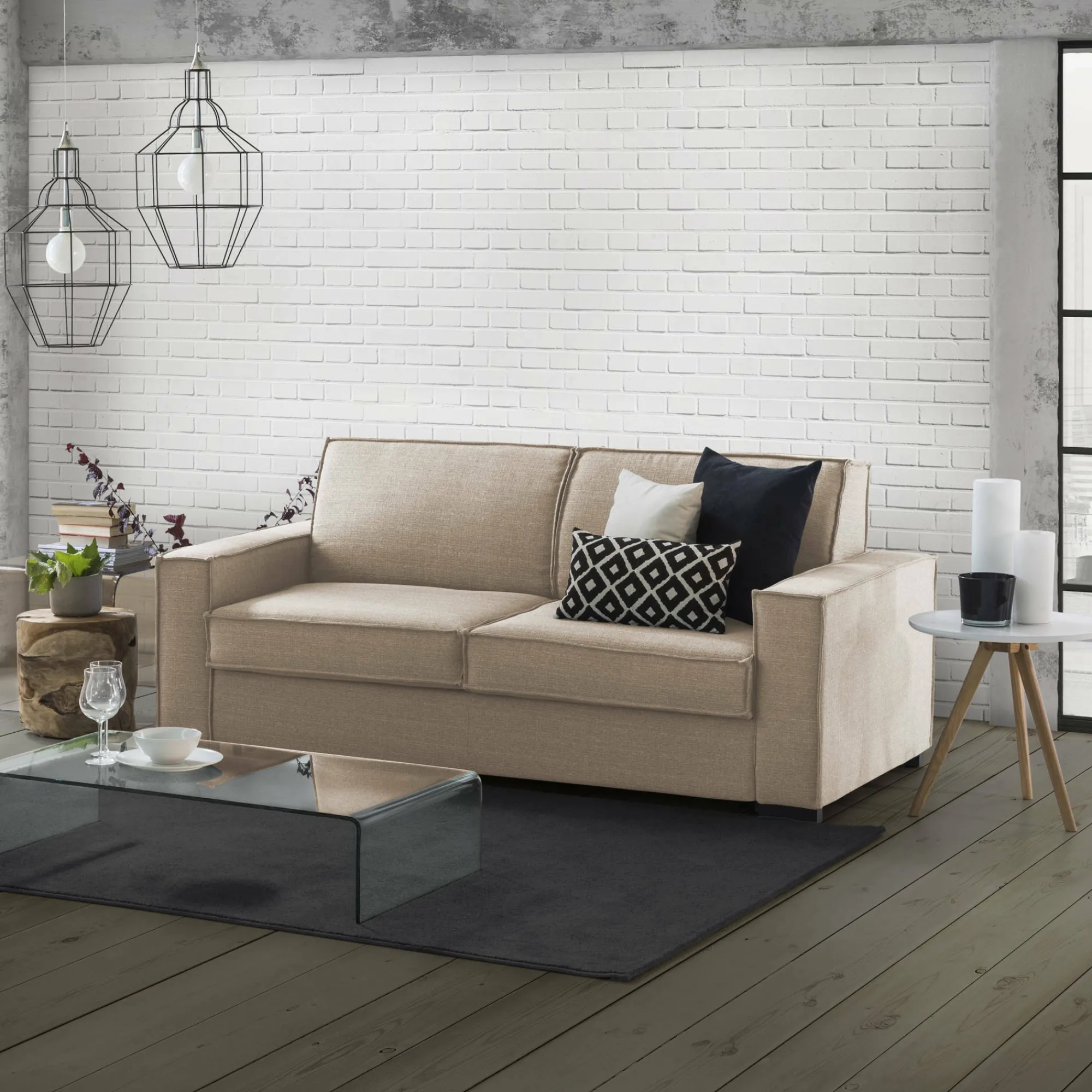 Divano fisso 2 posti Arki, Cm 180x95h90,<Dmora Sale