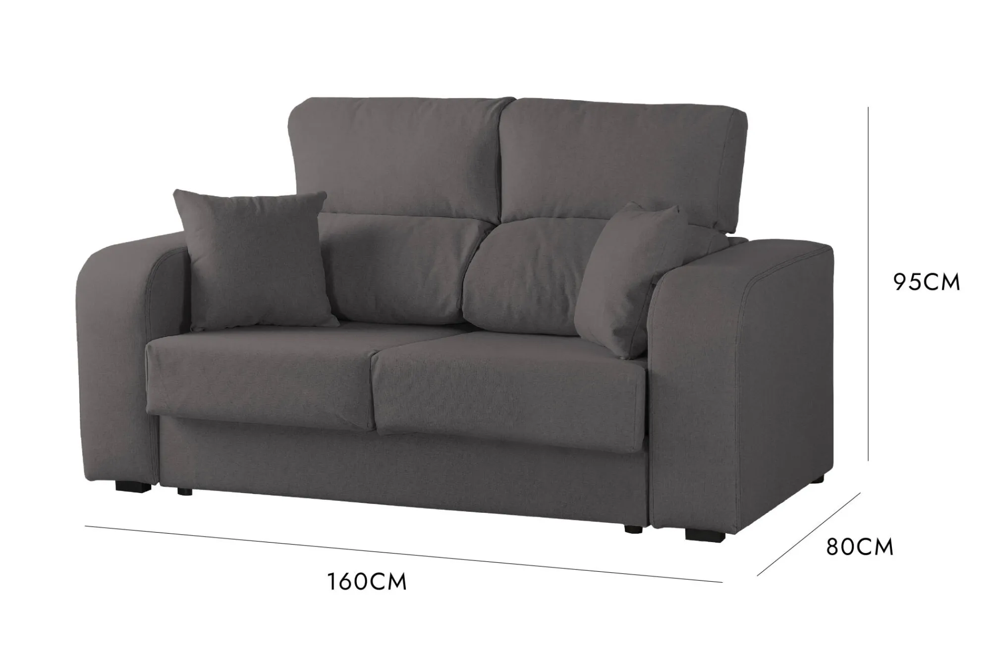 Divano fisso 2 posti Asazi, 160x80h95 cm,<Dmora Online