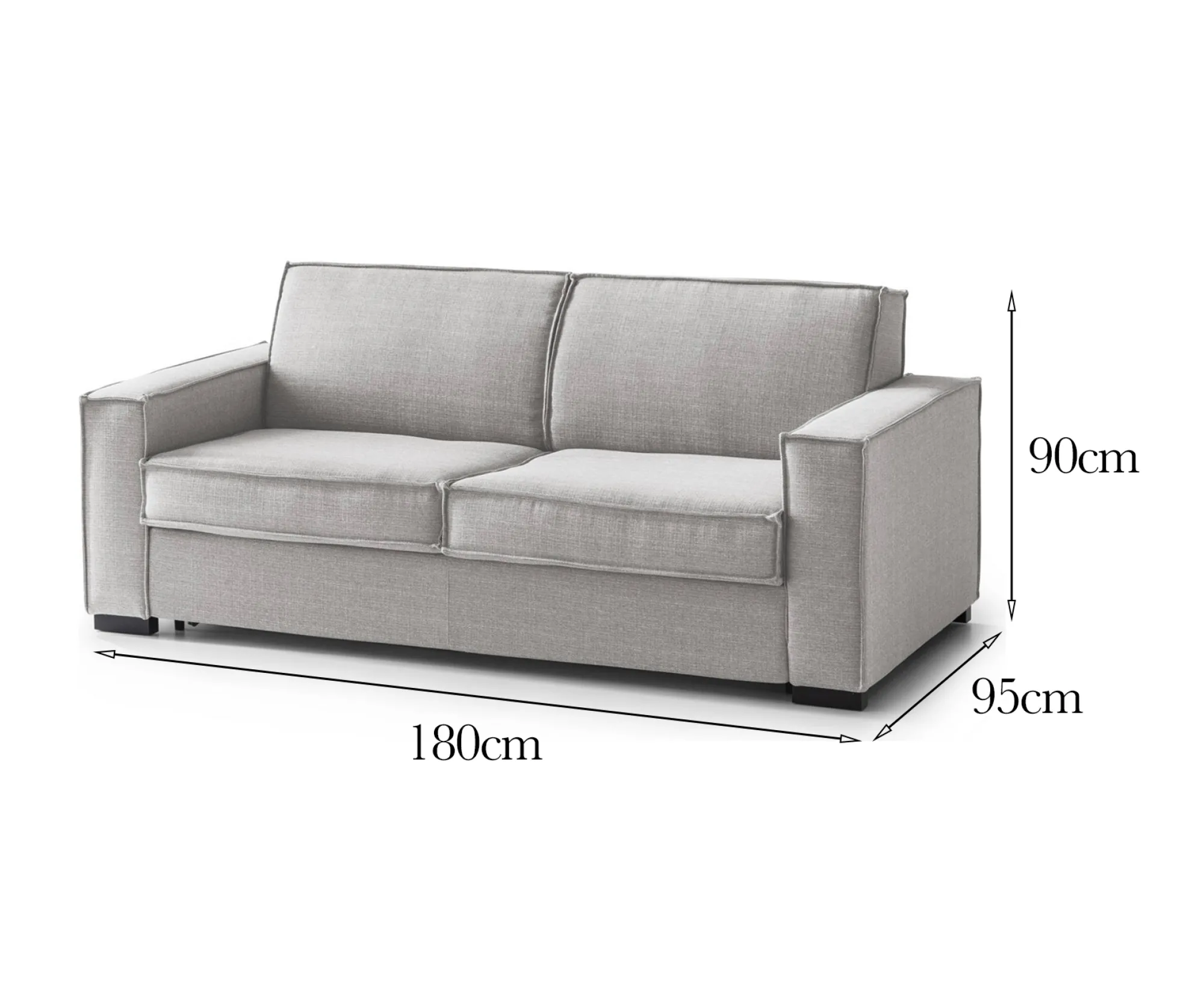 Divano fisso 2 posti Ayramah, Cm 180x95h90,<Dmora Shop