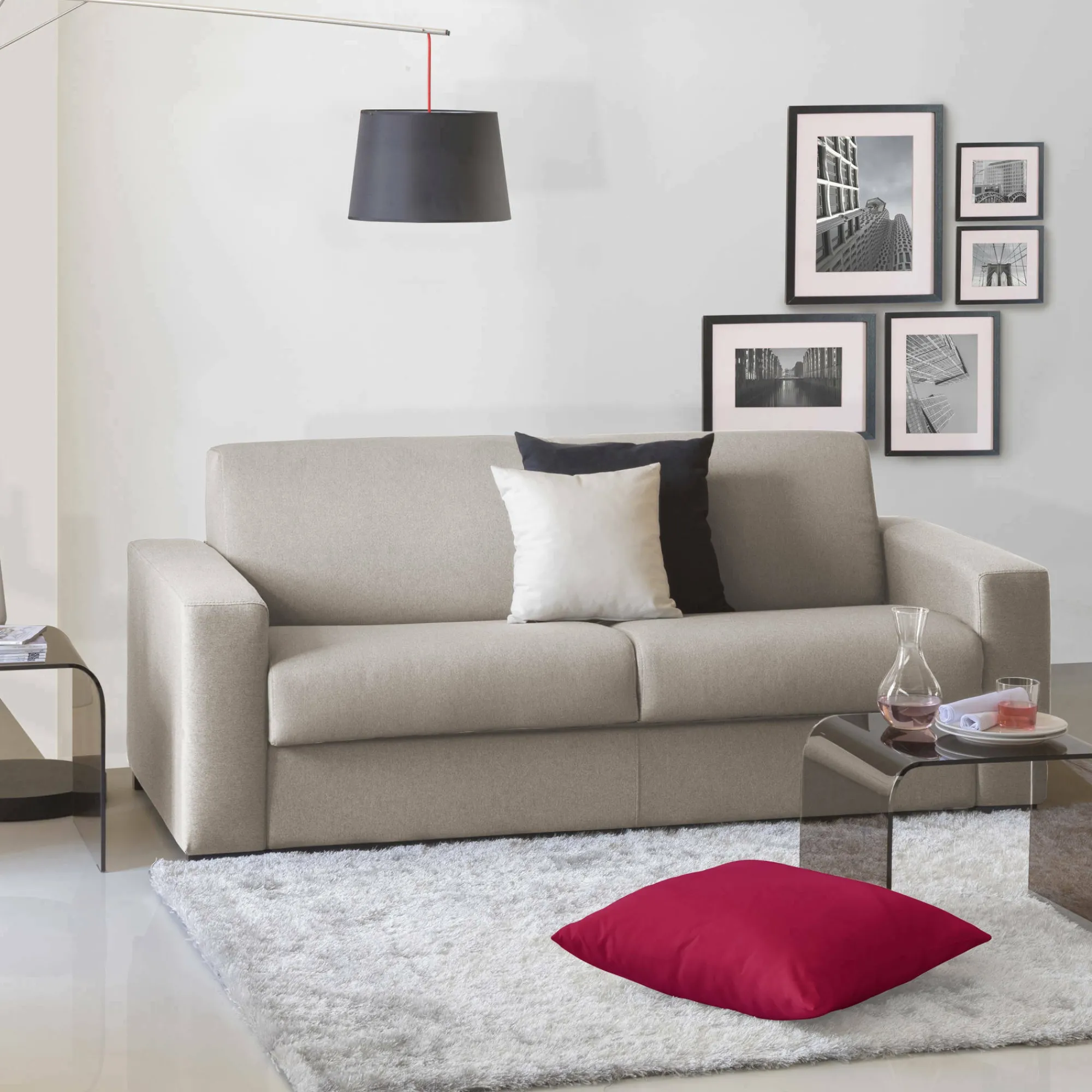 Divano fisso 3 posti Ayta, Cm 220x95h90,<Dmora Cheap