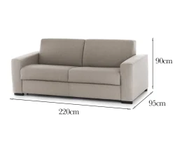 Divano fisso 3 posti Ayta, Cm 220x95h90,<Dmora Cheap