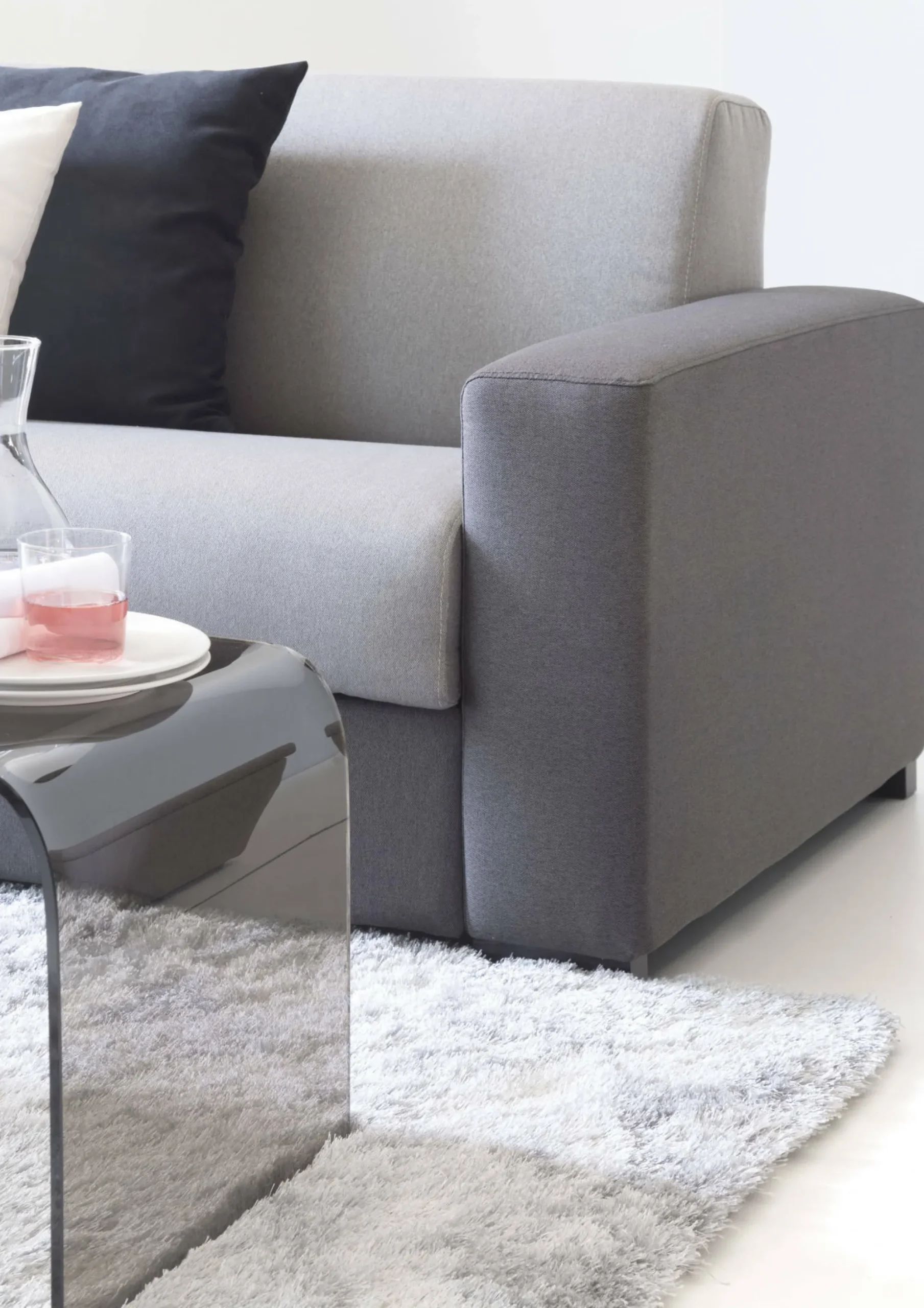 Divano fisso 3 posti Ayta, Cm 220x95h90, Grigio e Antracite<Dmora Online