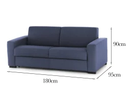 Divano fisso 2 posti Azzurrite, Cm 180x95h90,<Dmora Online